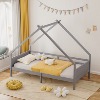 Darphe Kid Toddler Grey Premium Wood House Bed Frame from B&Q
