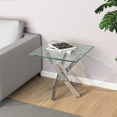 Darphe Modern And Futuristic Clear Glass Top Coffee End Table from B&Q