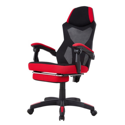 B&Q -  High Back Black And Red Gaming Chair With Footrest