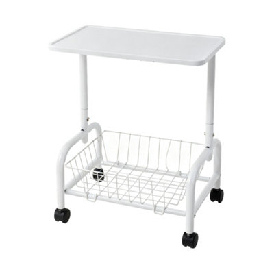 B&Q -  Mobile White Side Table With Lower Basket