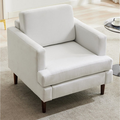Living And Home Mid-Century Beige Linen Single Sofa Armchair from B&Q