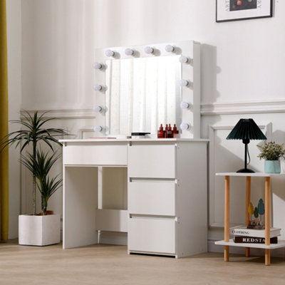 B&Q -  White Mdf Hollywood Dressing Table With Large Lighted Mirror