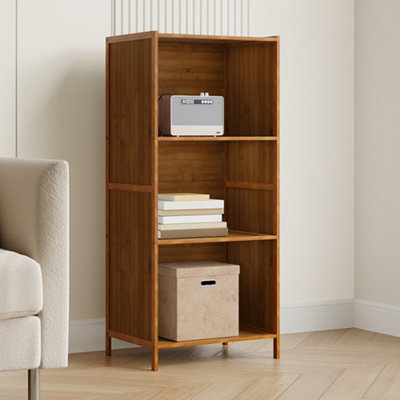 Living And Home 3-Tier Wood Color Moso Bamboo Open Bookcase from B&Q