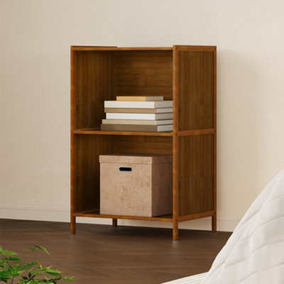 Living And Home 2-Tier Wood Color Moso Bamboo Open Bookcase from B&Q