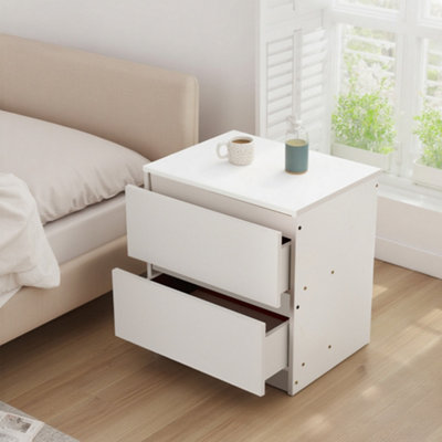 B&Q -  2-Drawer Wooden Nightstand Bedside Table