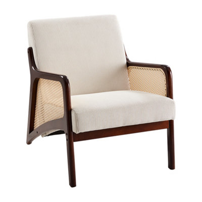 Darphe Beige Modern Corduroy Upholstered Accent Armchair from B&Q