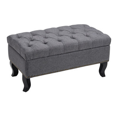 Darphe Button-Tufted Upholstered Footstool from B&Q