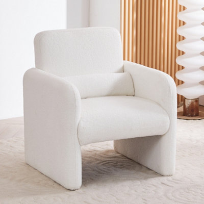 Living And Home Modern White Accent Chair With Lumbar Pillow from B&Q