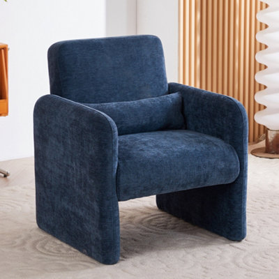 Living And Home Modern Blue Accent Chair With Lumbar Pillow from B&Q