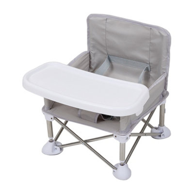 Living And Home Grey Portable And Foldable Baby Feeding Chair Highchair With Tray from B&Q