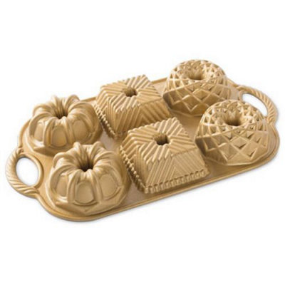 Nordic Ware Geo Bundtlette Pan Gold from B&Q