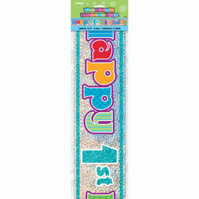 Unique 12Ft Happy 1St Birthday Prism Banner from B&Q
