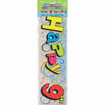 Unique 12Ft Happy 9Th Birthday Prism Banner from B&Q