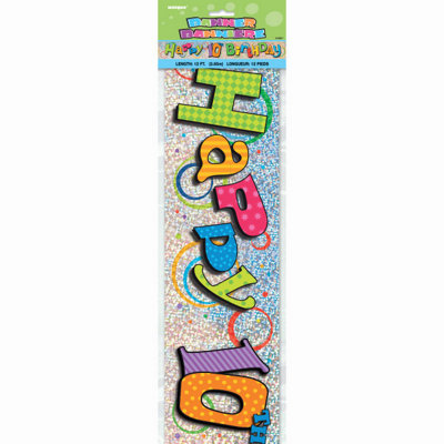 Unique 12Ft Happy 10Th Birthday Prism Banner from B&Q
