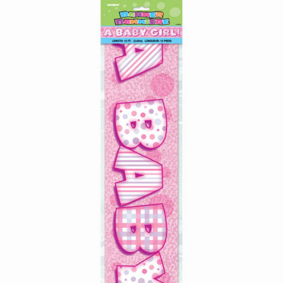 Unique 12Ft A Baby Girl Pink Prism Banner from B&Q