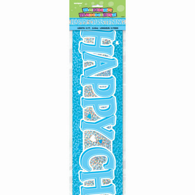 Unique 12Ft Blue Christening Prism Banner from B&Q