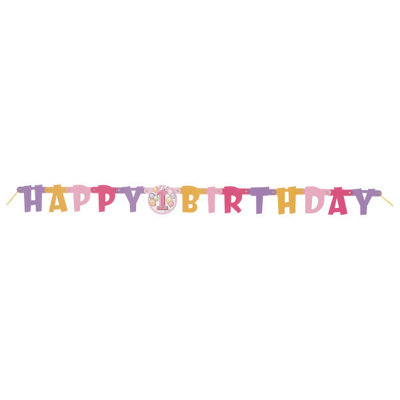 Unique First Birthday Pink Balloons Jointed Banner