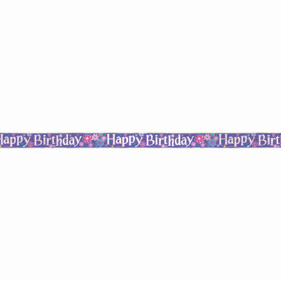 Unique 12Ft Long Fold Foil Purple Birthday Blossoms Banner from B&Q