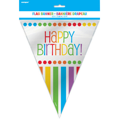Unique 12Ft Rainbow Birthday Flag Banner from B&Q