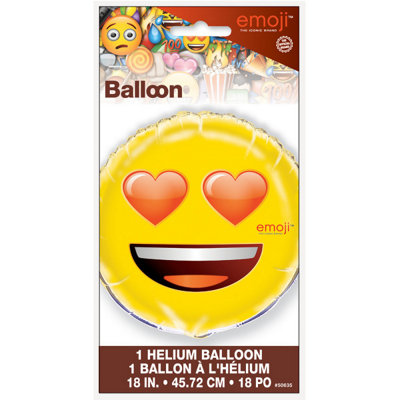 Unique Heart Eyes Emoji Round Foil Balloon 18"