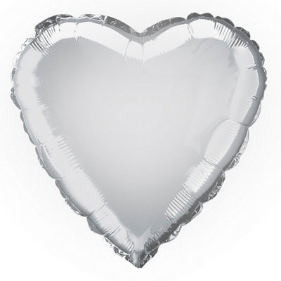 Unique Silver Solid Heart Foil Balloon 18" from B&Q