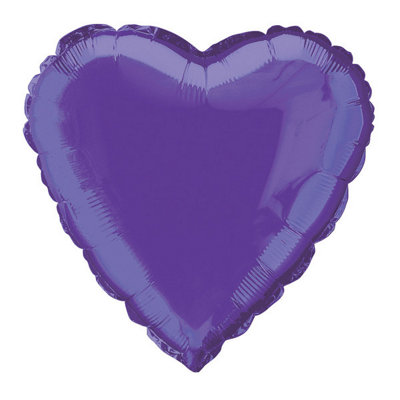 Unique Deep Purple Solid Heart Foil Balloon 18" from B&Q