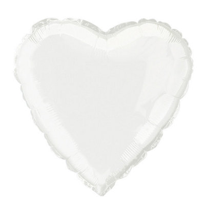 Unique White Solid Heart Foil Balloon 18" from B&Q