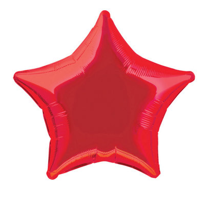 Unique 20" Ruby Red Solid Star Foil Balloon from B&Q