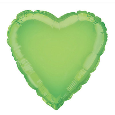 Unique Lime Green Solid Heart Foil Balloon 18" from B&Q