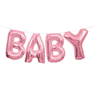 Unique Pink Baby Foil Letter Balloon Banner Kit14" from B&Q