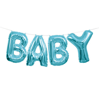 Unique Blue Baby Foil Letter Balloon Banner Kit14" from B&Q