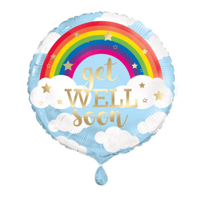 Unique Rainbow Get Well Soon Round Foil Balloon 18" from B&Q
