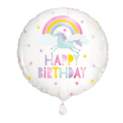 Unique Rainbow & Unicorn Happy Birthday Round Foil Balloon 18" from B&Q