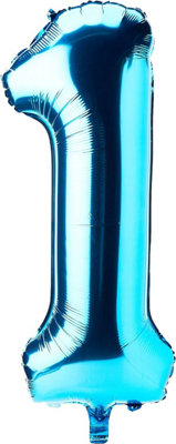 Unique Powder Blue Number 1 Shaped Foil Balloon 34" from B&Q