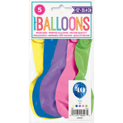 Unique Pack Of 5 Number 40 12" Latex Balloons from B&Q
