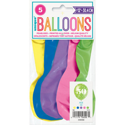 Unique Pack Of 5 Number 50 12" Latex Balloons from B&Q