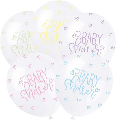 Unique Pack Of 5 Assorted Pastel Baby Shower 12" Latex Balloons from B&Q