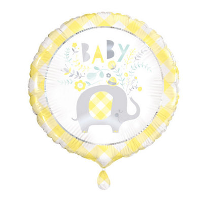 B&Q -  Yellow Floral Elephant Round Foil Balloon 18"