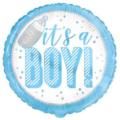 Unique Blue Its A Boy Round Foil Balloon 18" from B&Q