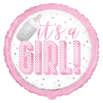 Unique Pink Its A Girl Foil Balloon 18" from B&Q