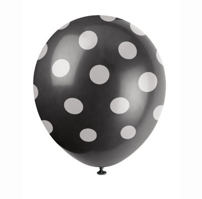 Unique Pack Of 6 Midnight Black Dots 12" Latex Balloons from B&Q