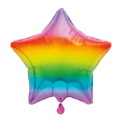 Unique Gradient Rainbow Star Foil Balloon 18" from B&Q