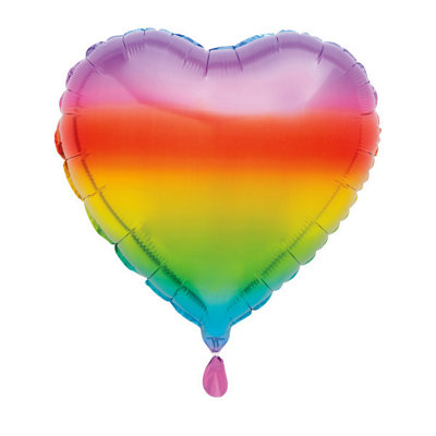 Unique Gradient Rainbow Heart Foil Balloon 18" from B&Q