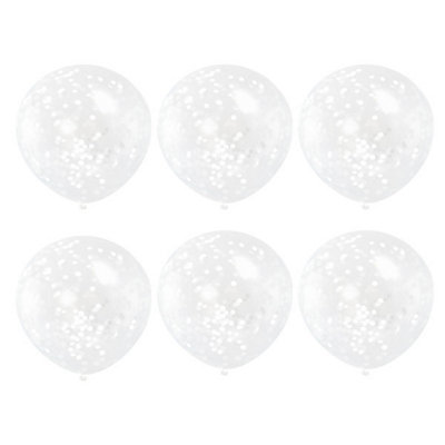 Unique Pack Of 6 Clear Latex Balloons With White Confetti 12" from B&Q