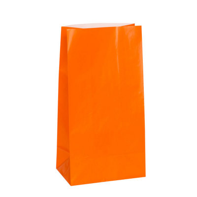 Unique Pack Of 12 Orange Paper Party Bags from B&Q