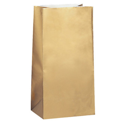 Unique Pack Of 10 Gold Metallic Paper Party Bags from B&Q