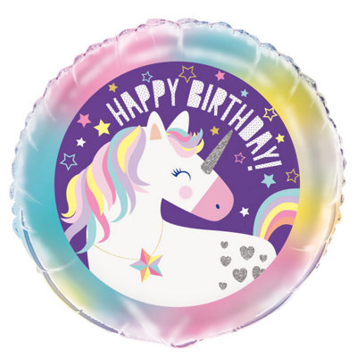Unique Unicorn Round Foil Balloon 18"