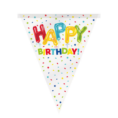 Unique 12Ft Happy Balloon Birthday Plastic Flag Banner from B&Q