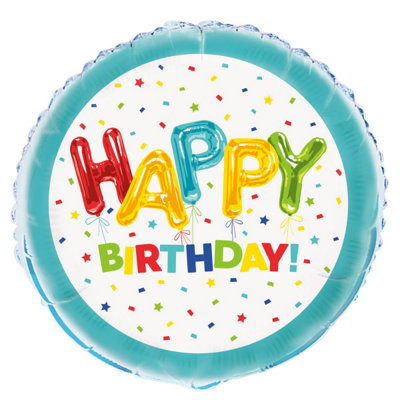 Unique Happy Balloon Birthday Round Foil Balloon 18"