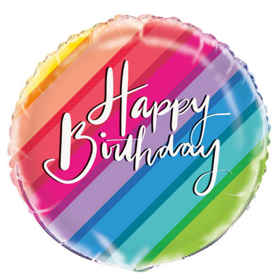 Unique Balloons & Rainbow Birthday Round Foil Balloon 18" from B&Q